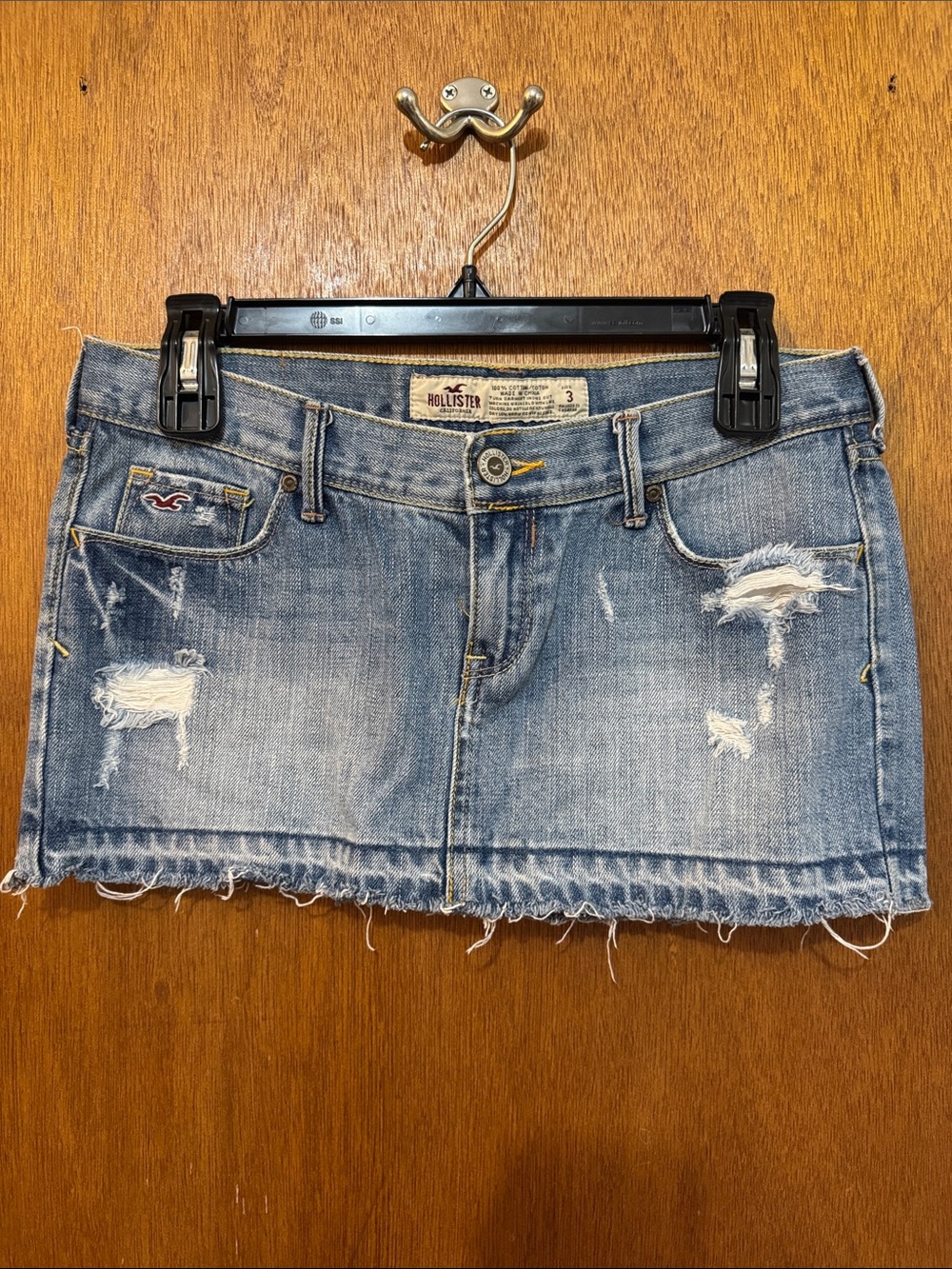 Hollister Light Blue Distressed Denim Mini Skirt